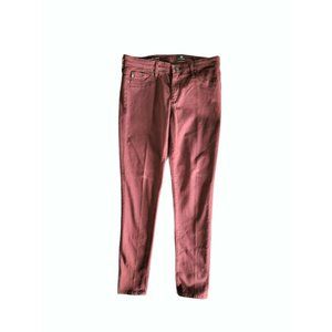 AG Abbey Sateen Mid Rise Ankle Jean Burgandy Wine 28R USA Adriano Goldschmied